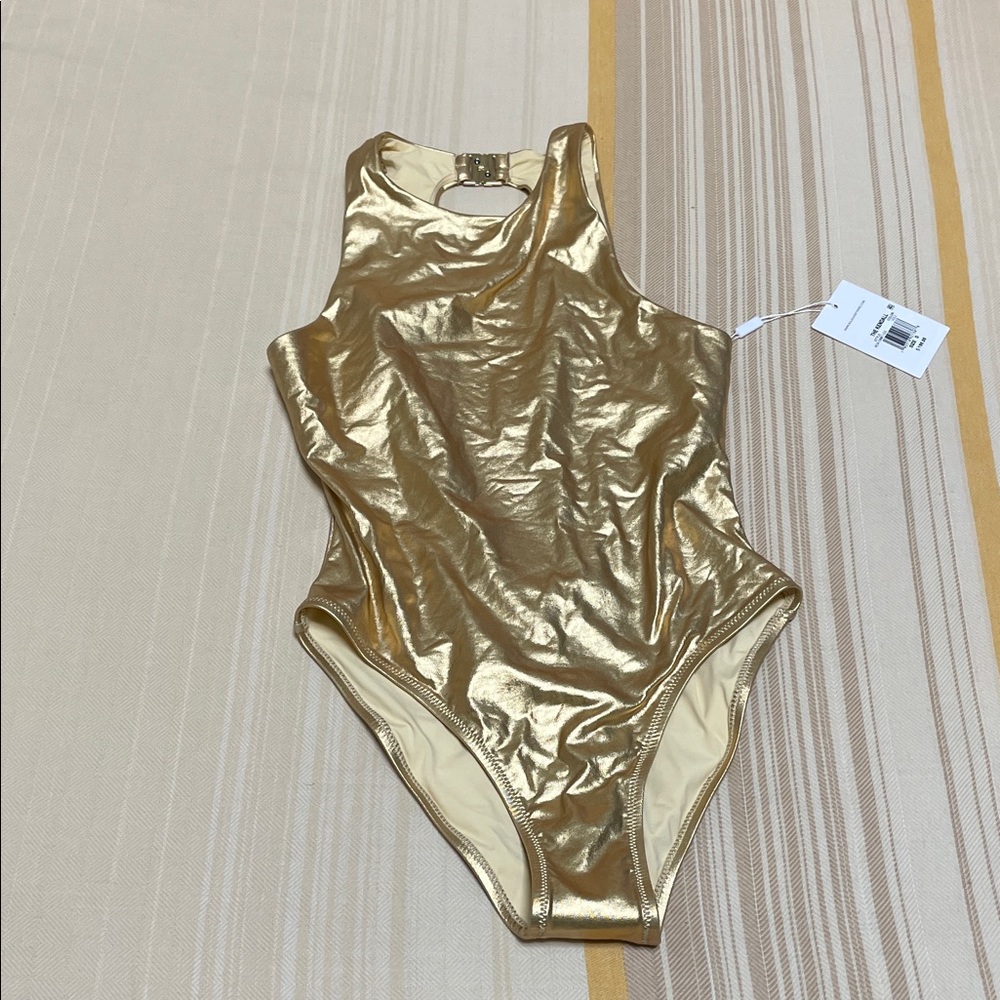 SOLID & STRIPED Gold One Piece Swimsuit